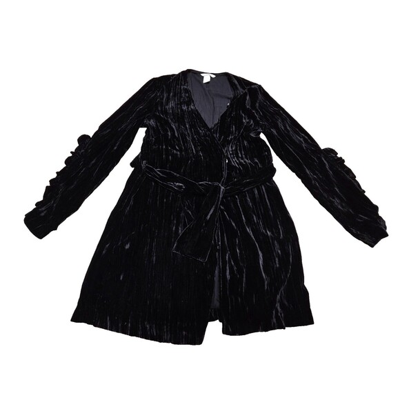 H&M Dresses & Skirts - H&M Women's Black Velvet Deep V-Neck Long Sleeve Cocktail Mini Dress Size 6